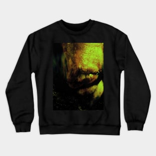 Portrait, digital collage, special processing. Weird. Alien mouth. Green and yellow. Crewneck Sweatshirt